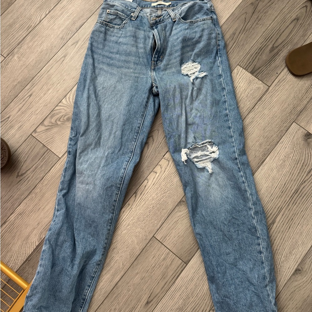 Levi's Light Blue Distressed Boyfriend Jeans